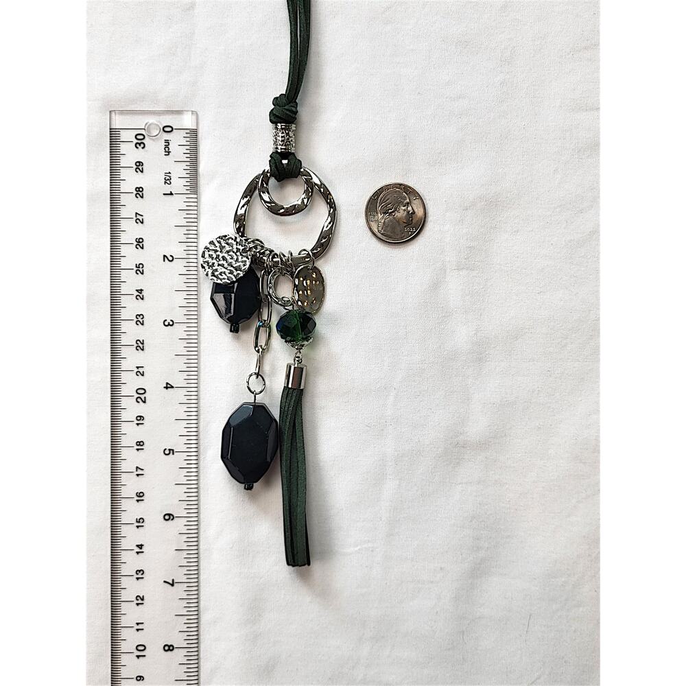 Cato Forest Green Charm & Tassel Necklace - Picture 8 of 9